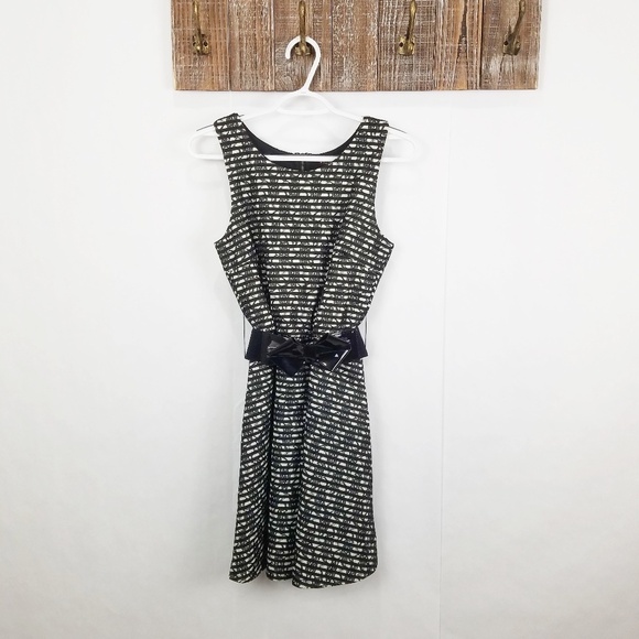 HeartSoul Dress XS Striped Sleeveless Fit n Flare Mini with Lace Overlay - Picture 1 of 6
